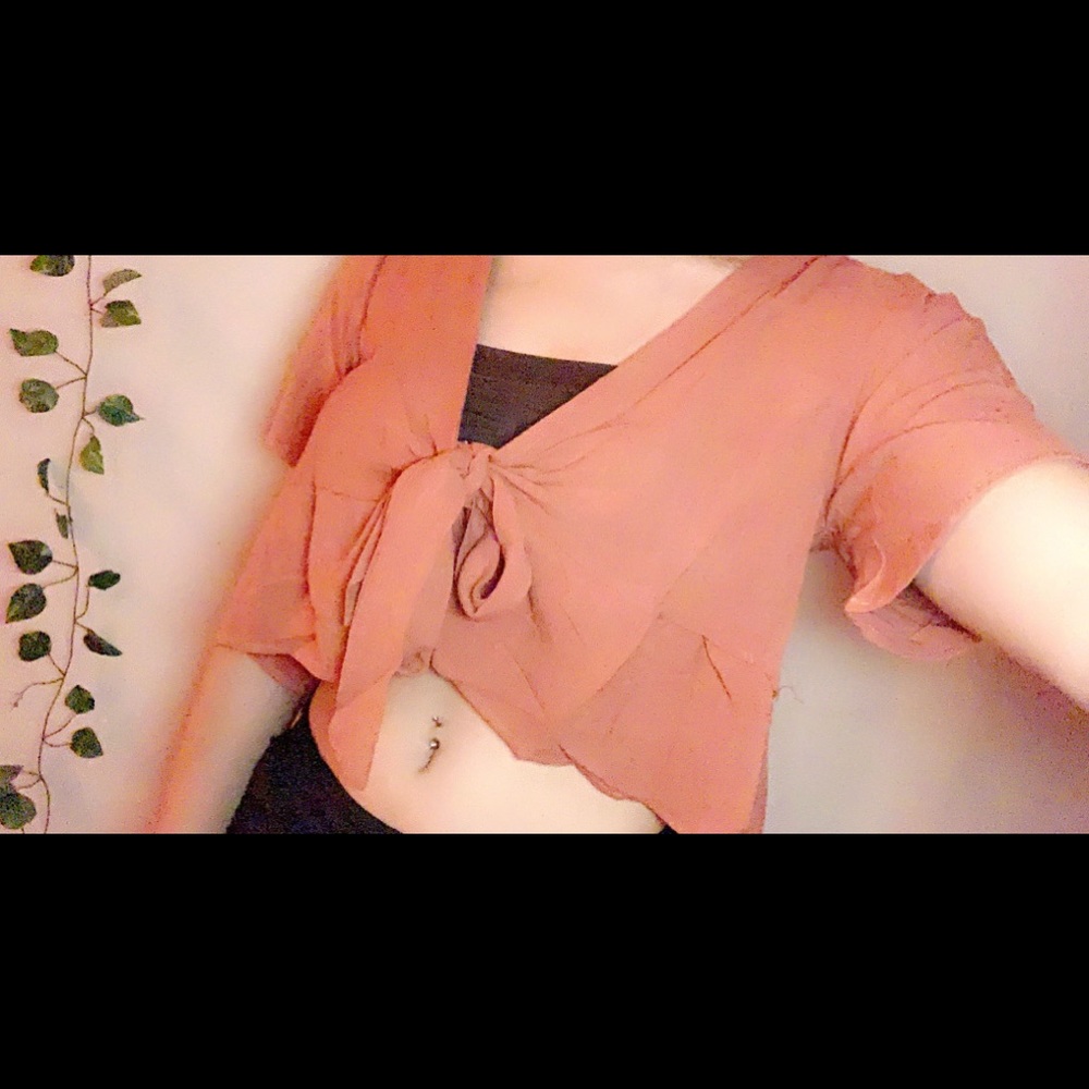 Burnt orange front tie top